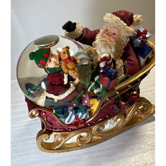 Kirkland Rocking Waterglobe Snow Globe 4x4" Santa in Sleigh Christmas Decor - Picture 2 of 11